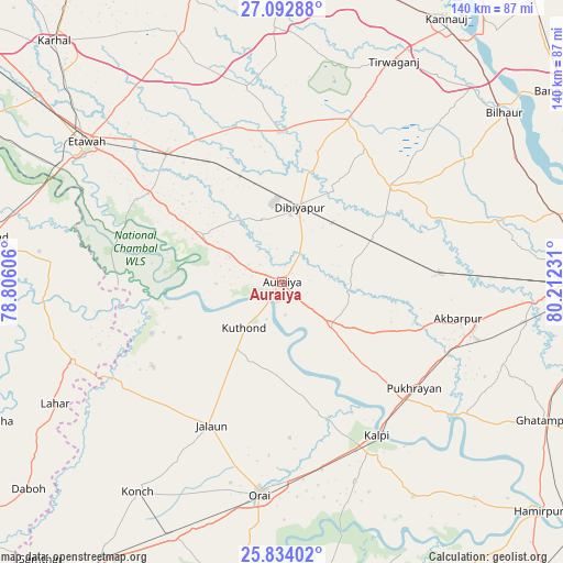 Auraiya on map