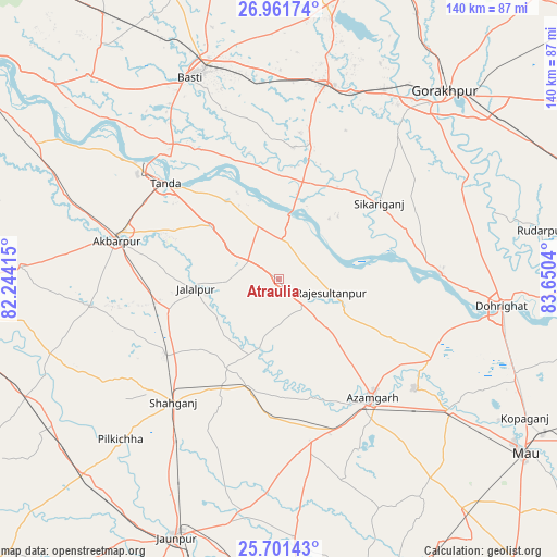 Atraulia on map