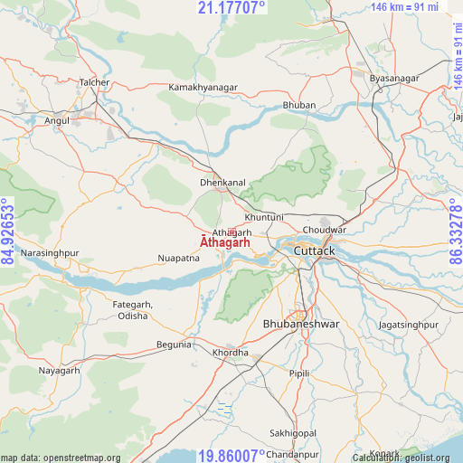 Āthagarh on map