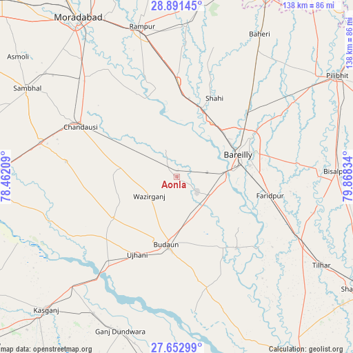 Aonla on map