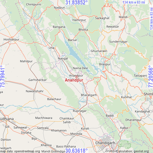 Anandpur on map