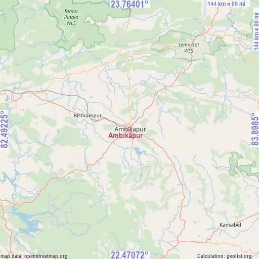Ambikāpur on map