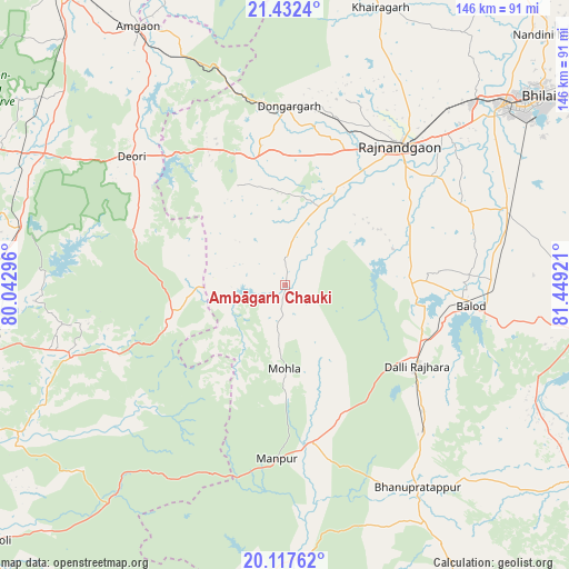 Ambāgarh Chauki on map