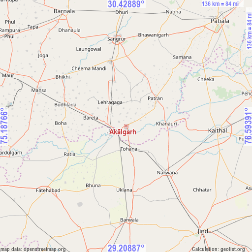 Akālgarh on map