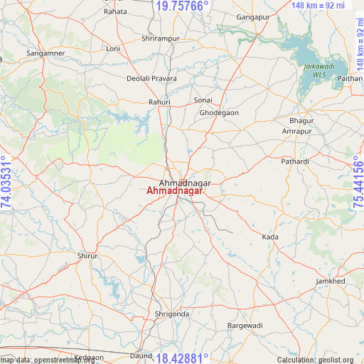 Ahmadnagar on map