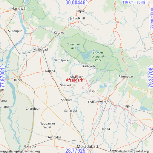 Afzalgarh on map
