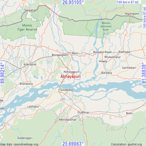 Abhayāpuri on map