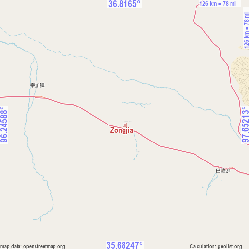 Zongjia on map