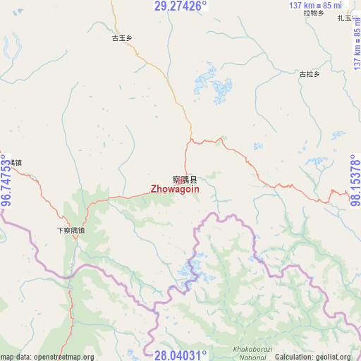 Zhowagoin on map
