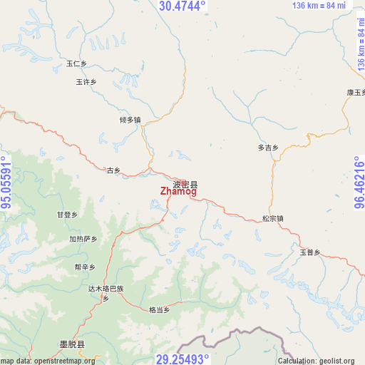 Zhamog on map