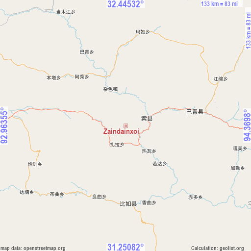Zaindainxoi on map