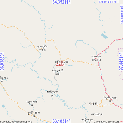 Zadoi on map