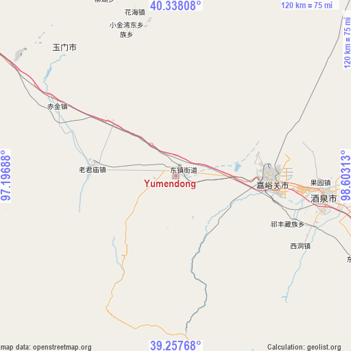 Yumendong on map