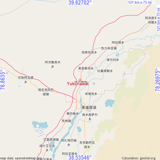 Yukuriawat on map