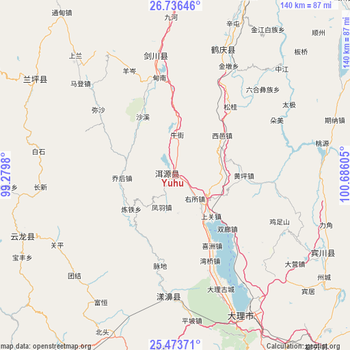 Yuhu on map