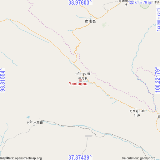 Yeniugou on map