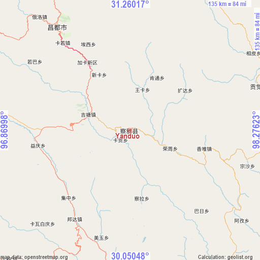Yanduo on map