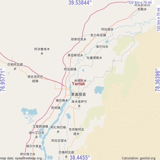 Yantak on map