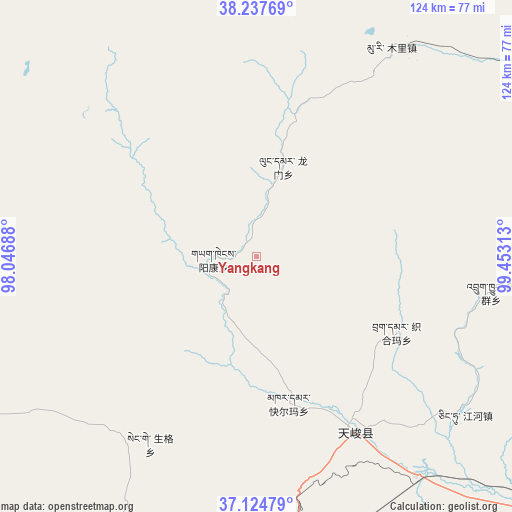 Yangkang on map