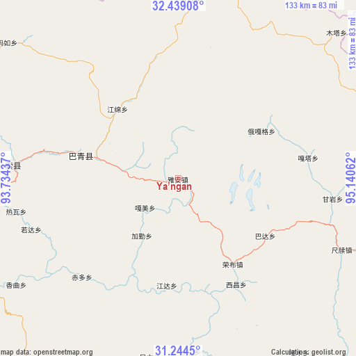 Ya’ngan on map