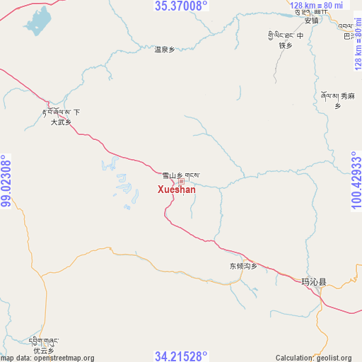 Xueshan on map