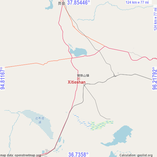 Xitieshan on map