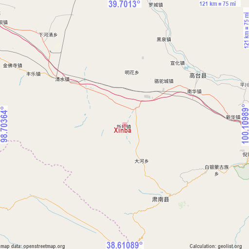 Xinba on map