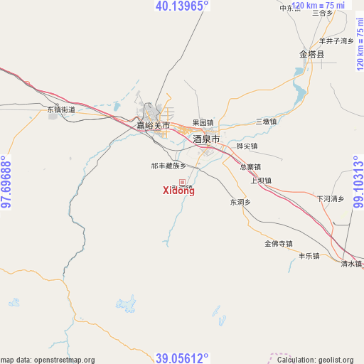 Xidong on map