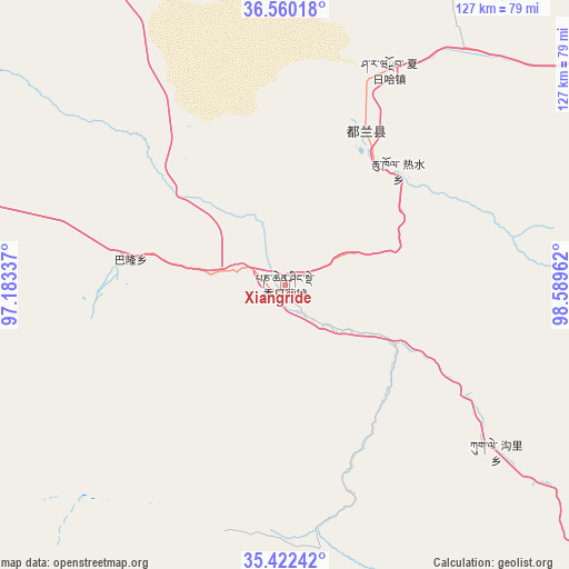 Xiangride on map
