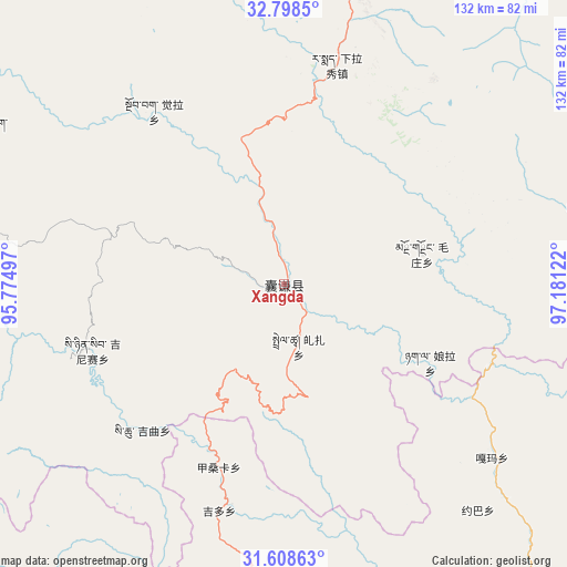 Xangda on map