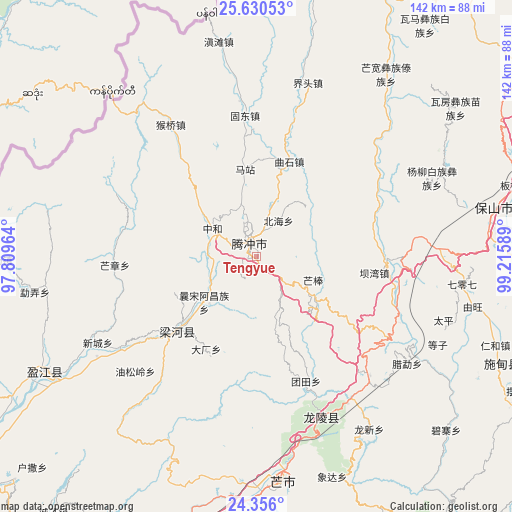 Tengyue on map