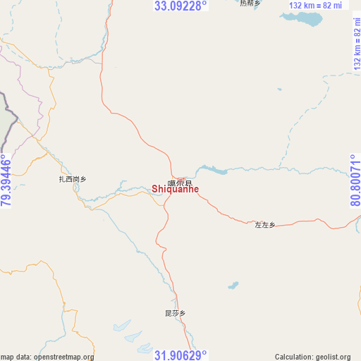 Shiquanhe on map