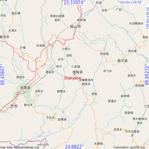 Dianyang on map