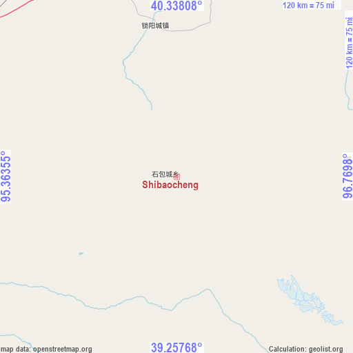 Shibaocheng on map