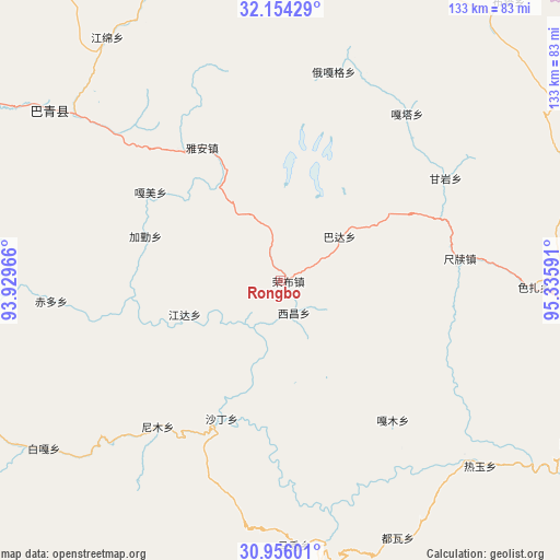 Rongbo on map