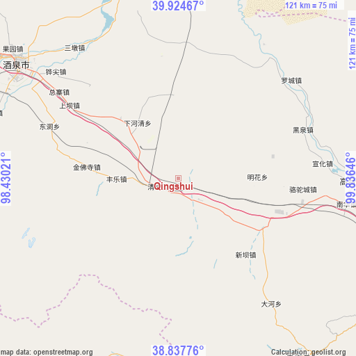 Qingshui on map