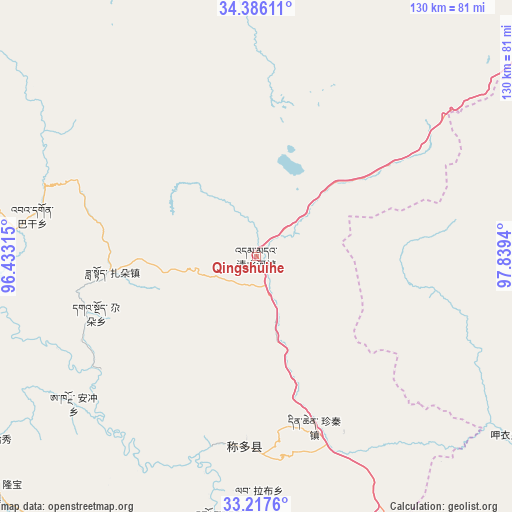 Qingshuihe on map