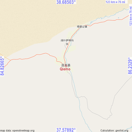 Qiemo on map