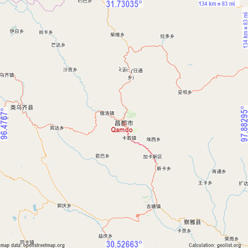 Qamdo on map