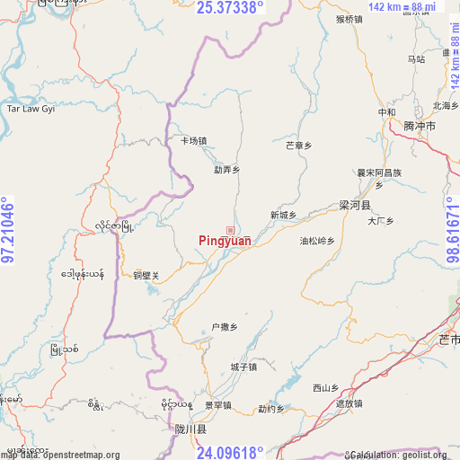 Pingyuan on map