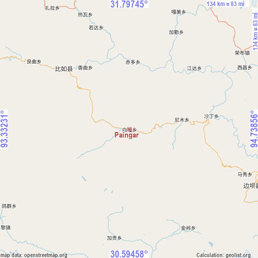 Paingar on map