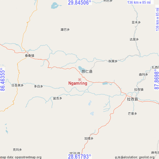 Ngamring on map