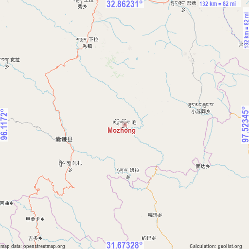 Mozhong on map