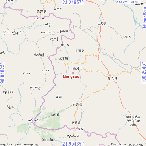 Mengsuo on map