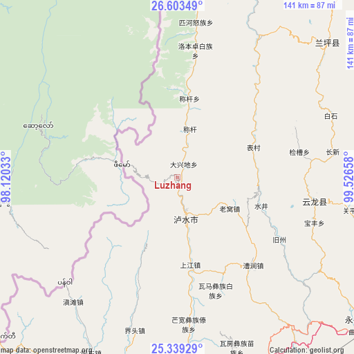 Luzhang on map