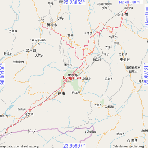 Longshan on map