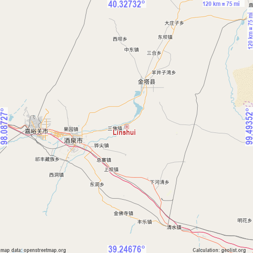 Linshui on map