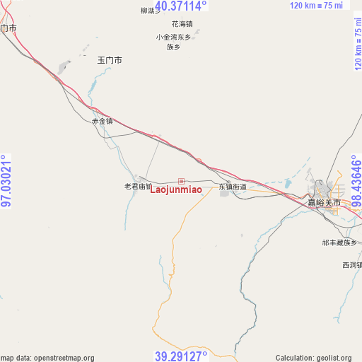 Laojunmiao on map