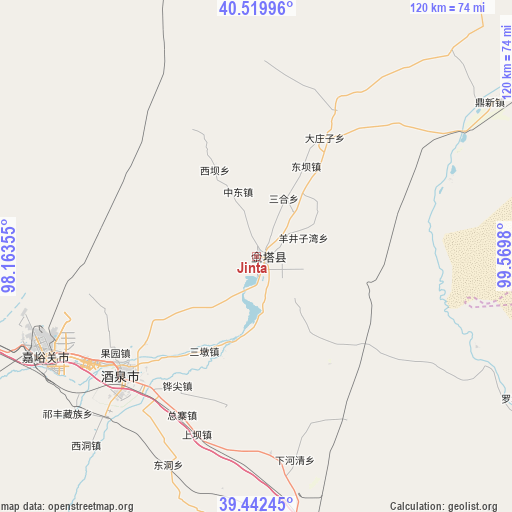 Jinta on map