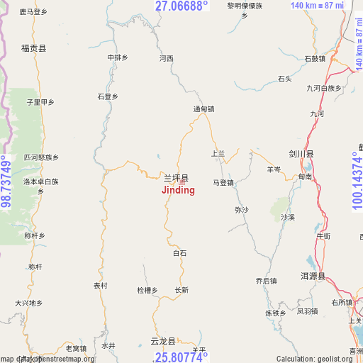 Jinding on map